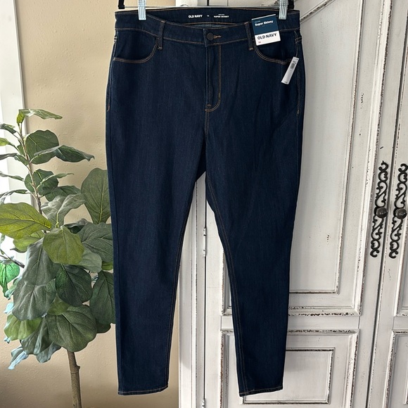 NWT Old Navy High Rise Super Skinny Dark Wash Jeans, Women’s Size 14 - Picture 1 of 8